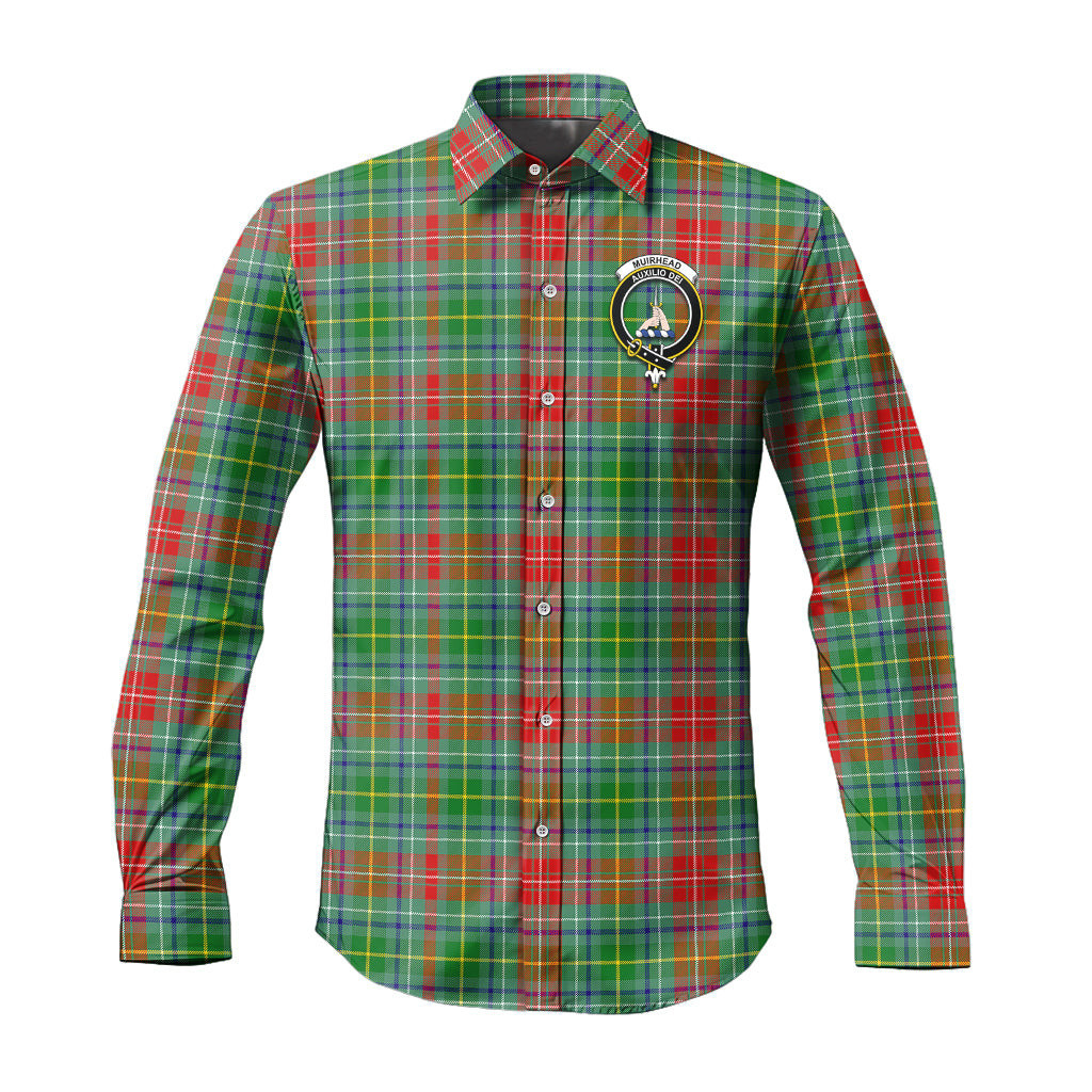 ScotsTee Shop Scottish Muirhead Clan Crest Tartan Long Sleeve Shirt, Cotton Tartan Plaid Shirt
