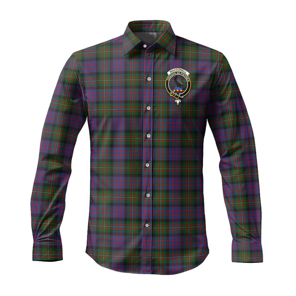 ScotsTee Shop Scottish MacDonell of Glengarry Clan Crest Tartan Long Sleeve Shirt, Cotton Tartan Plaid Shirt