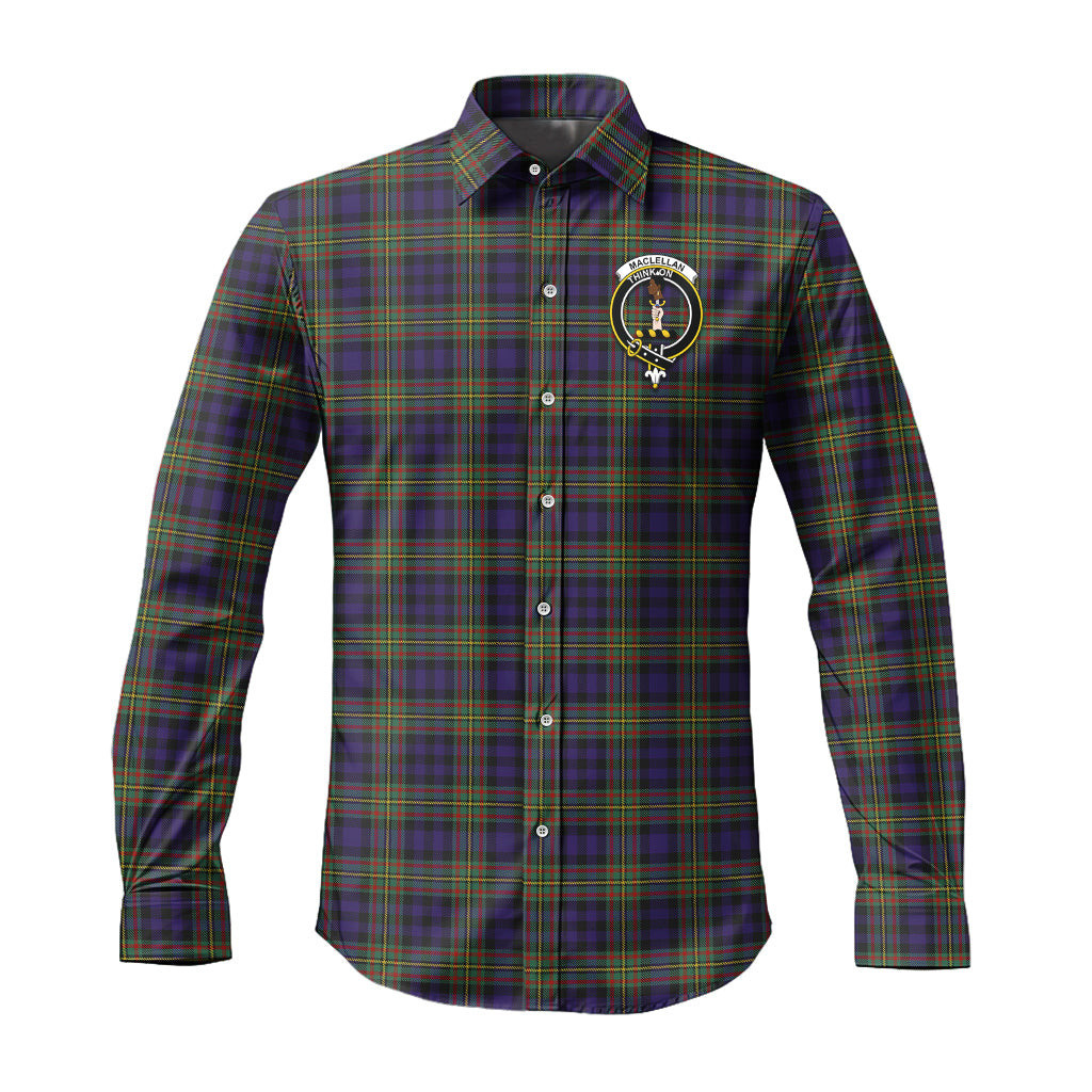 ScotsTee Shop Scottish MacLellan Clan Crest Tartan Long Sleeve Shirt, Cotton Tartan Plaid Shirt