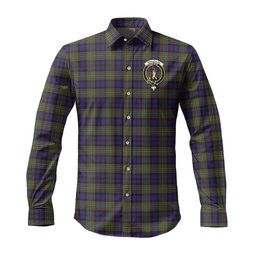 ScotsTee Shop Scottish MacLellan Clan Crest Tartan Long Sleeve Shirt, Cotton Tartan Plaid Shirt