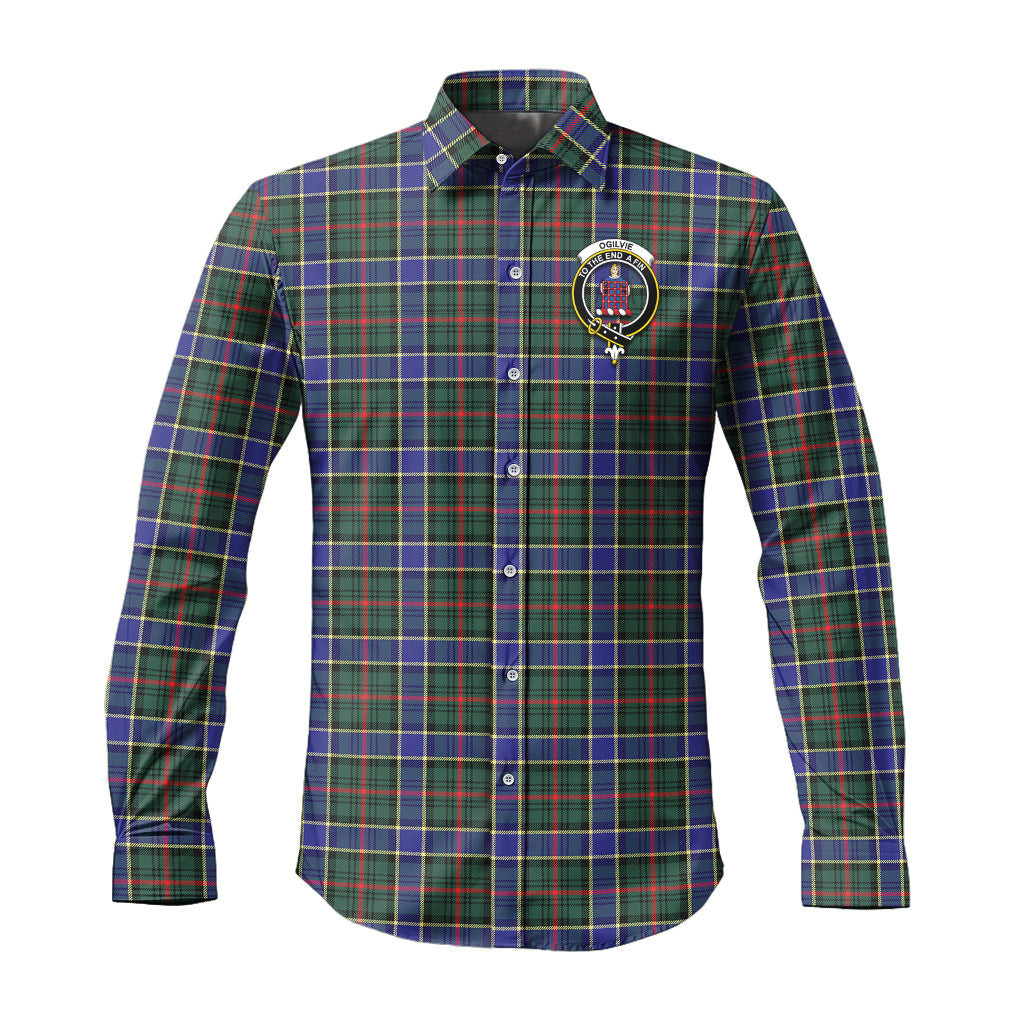ScotsTee Shop Scottish Ogilvie (Ogilvy) Hunting Modern Clan Crest Tartan Long Sleeve Shirt, Cotton Tartan Plaid Shirt