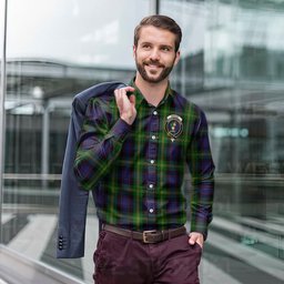 ScotsTee Shop Scottish Watson Clan Crest Tartan Long Sleeve Shirt, Cotton Tartan Plaid Shirt