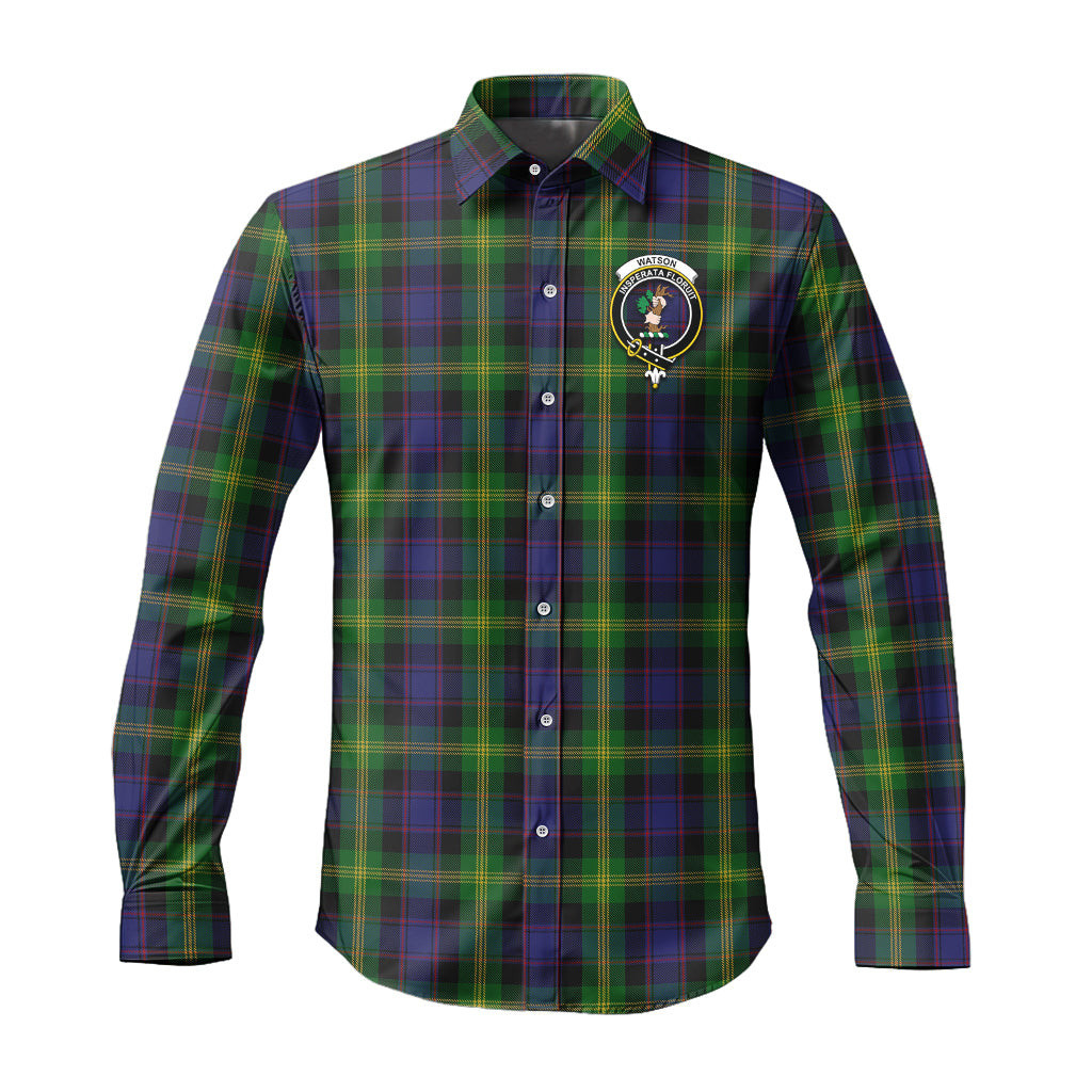 ScotsTee Shop Scottish Watson Clan Crest Tartan Long Sleeve Shirt, Cotton Tartan Plaid Shirt