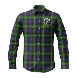ScotsTee Shop Scottish Watson Clan Crest Tartan Long Sleeve Shirt, Cotton Tartan Plaid Shirt