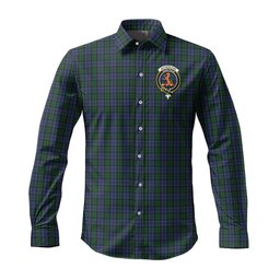 ScotsTee Shop Scottish Sutherland Clan Crest Tartan Long Sleeve Shirt, Cotton Tartan Plaid Shirt
