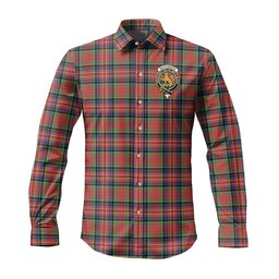 ScotsTee Shop Scottish MacPherson Ancient Clan Crest Tartan Long Sleeve Shirt, Cotton Tartan Plaid Shirt
