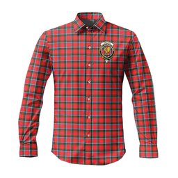 ScotsTee Shop Scottish Sinclair Modern Clan Crest Tartan Long Sleeve Shirt, Cotton Tartan Plaid Shirt