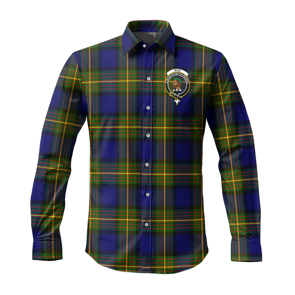 ScotsTee Shop Scottish Muir Clan Crest Tartan Long Sleeve Shirt, Cotton Tartan Plaid Shirt