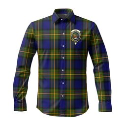 ScotsTee Shop Scottish Muir Clan Crest Tartan Long Sleeve Shirt, Cotton Tartan Plaid Shirt