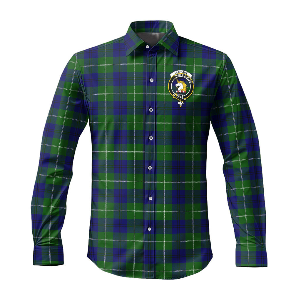ScotsTee Shop Scottish Oliphant Modern Clan Crest Tartan Long Sleeve Shirt, Cotton Tartan Plaid Shirt