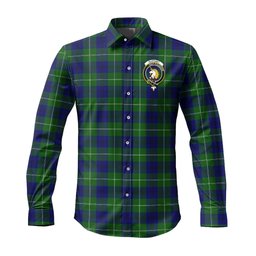 ScotsTee Shop Scottish Oliphant Modern Clan Crest Tartan Long Sleeve Shirt, Cotton Tartan Plaid Shirt