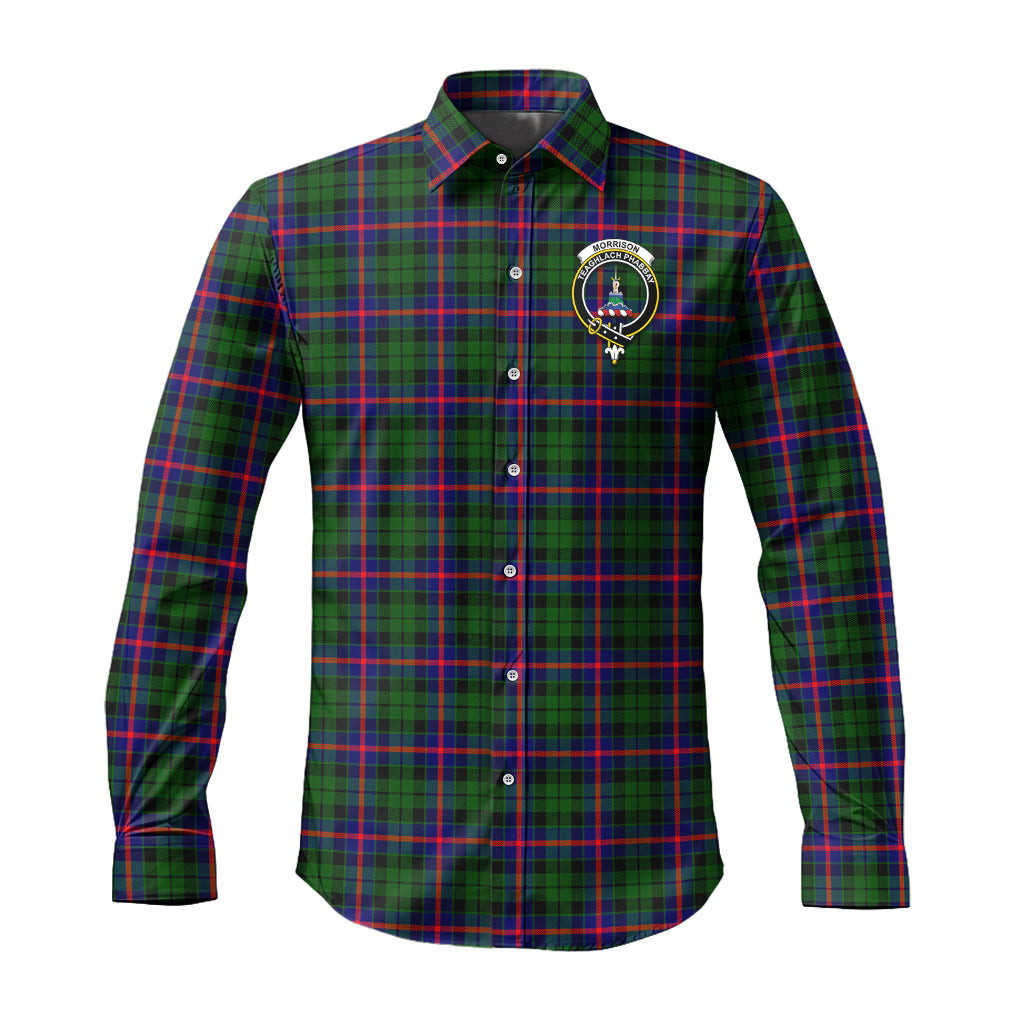 ScotsTee Shop Scottish Morrison Modern Clan Crest Tartan Long Sleeve Shirt, Cotton Tartan Plaid Shirt