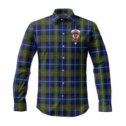 ScotsTee Shop Scottish Smith Modern Clan Crest Tartan Long Sleeve Shirt, Cotton Tartan Plaid Shirt