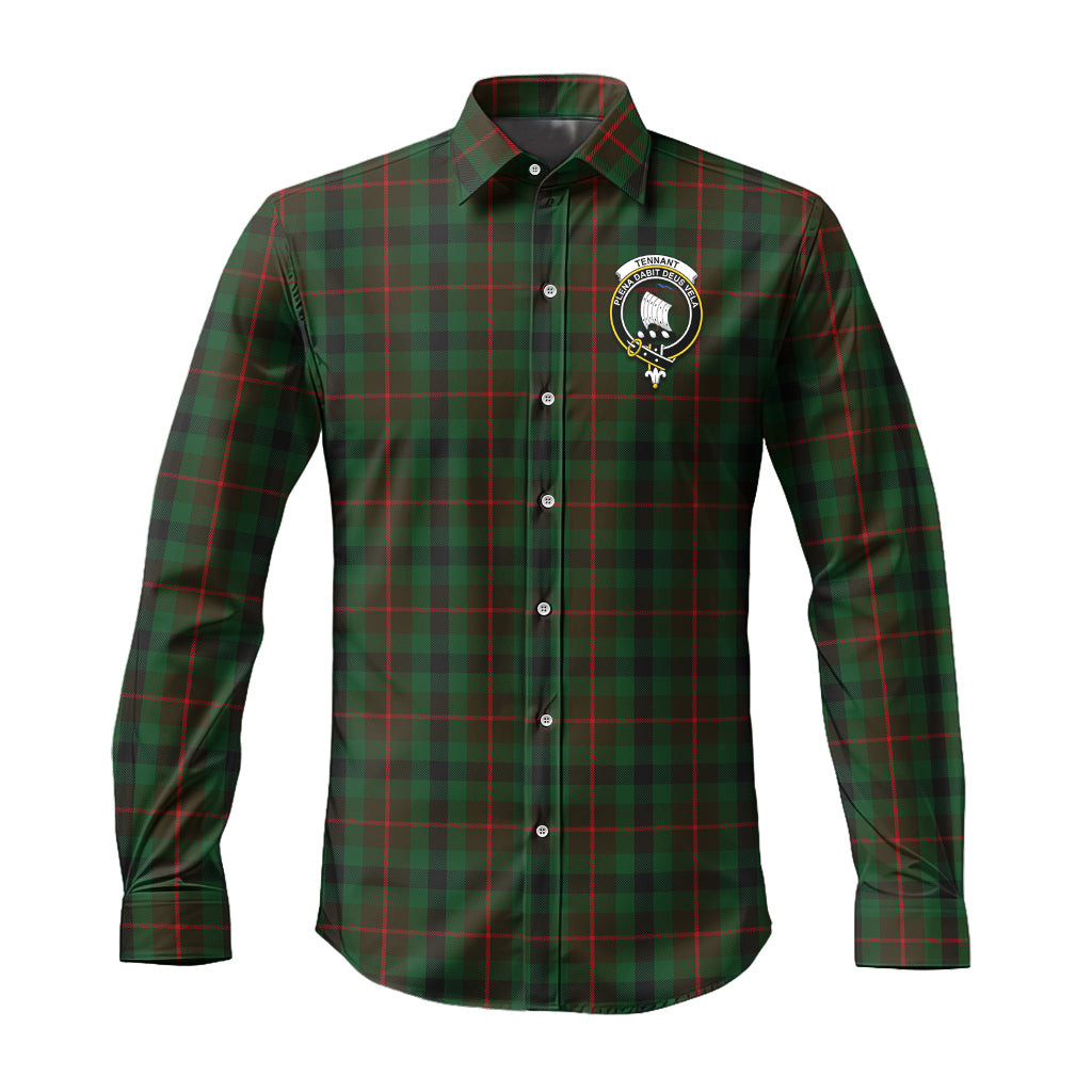 ScotsTee Shop Scottish Tennant Clan Crest Tartan Long Sleeve Shirt, Cotton Tartan Plaid Shirt