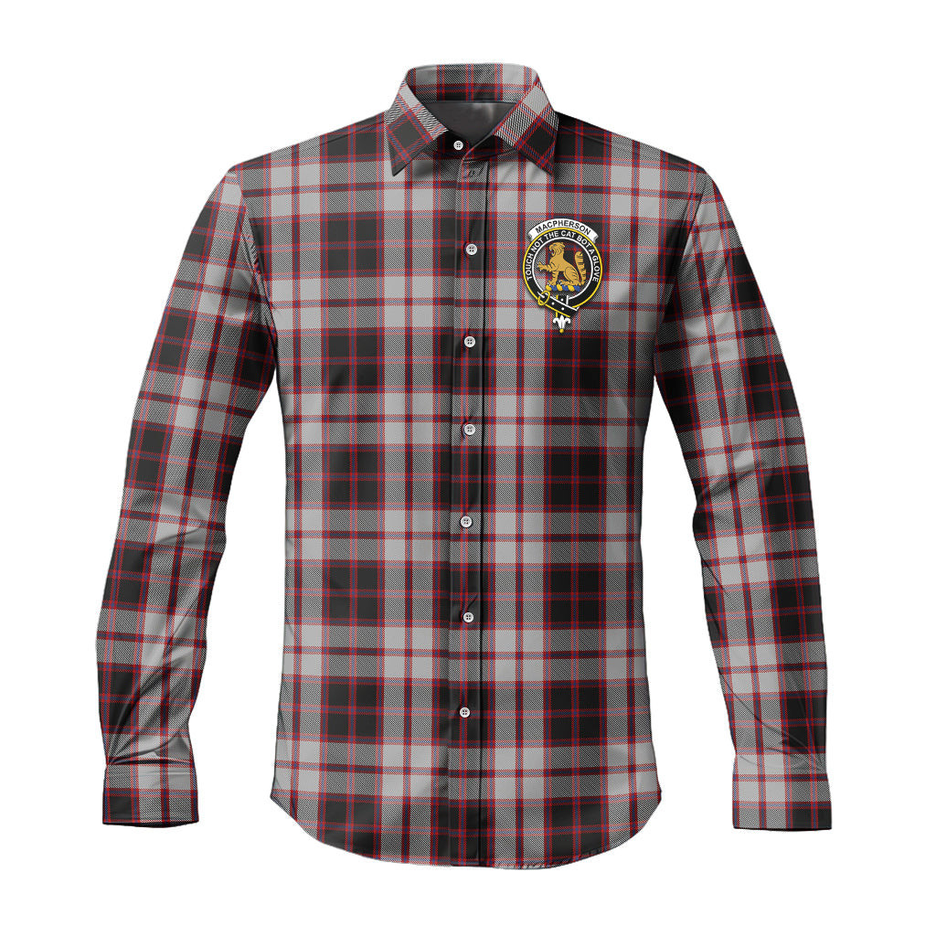 ScotsTee Shop Scottish MacPherson Clan Crest Tartan Long Sleeve Shirt, Cotton Tartan Plaid Shirt