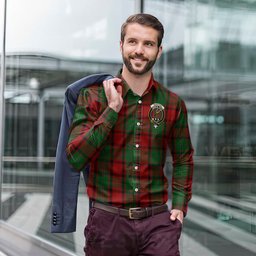 ScotsTee Shop Scottish MacPhail Clan Crest Tartan Long Sleeve Shirt, Cotton Tartan Plaid Shirt