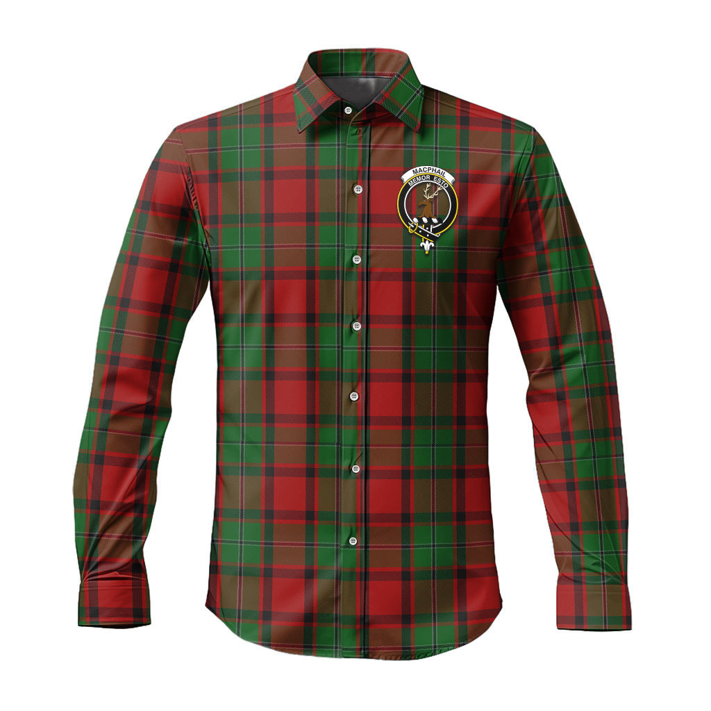 ScotsTee Shop Scottish MacPhail Clan Crest Tartan Long Sleeve Shirt, Cotton Tartan Plaid Shirt
