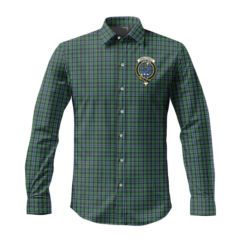 ScotsTee Shop Scottish Arbuthnot Clan Crest Tartan Long Sleeve Shirt, Cotton Tartan Plaid Shirt