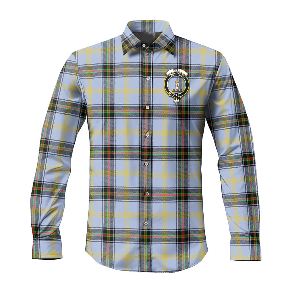 ScotsTee Shop Scottish Bell Clan Crest Tartan Long Sleeve Shirt, Cotton Tartan Plaid Shirt