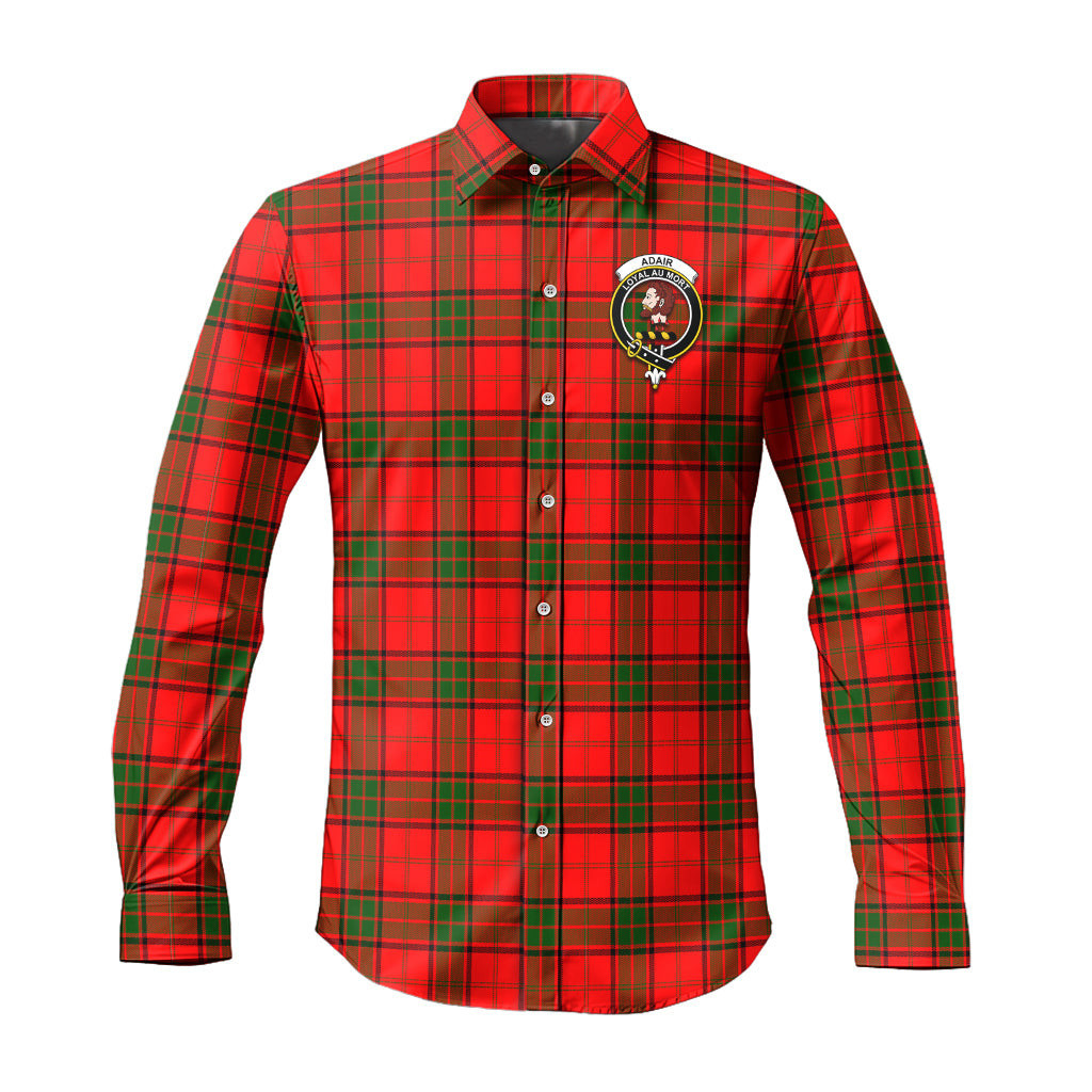 ScotsTee Shop Scottish Adair Clan Crest Tartan Long Sleeve Shirt, Cotton Tartan Plaid Shirt