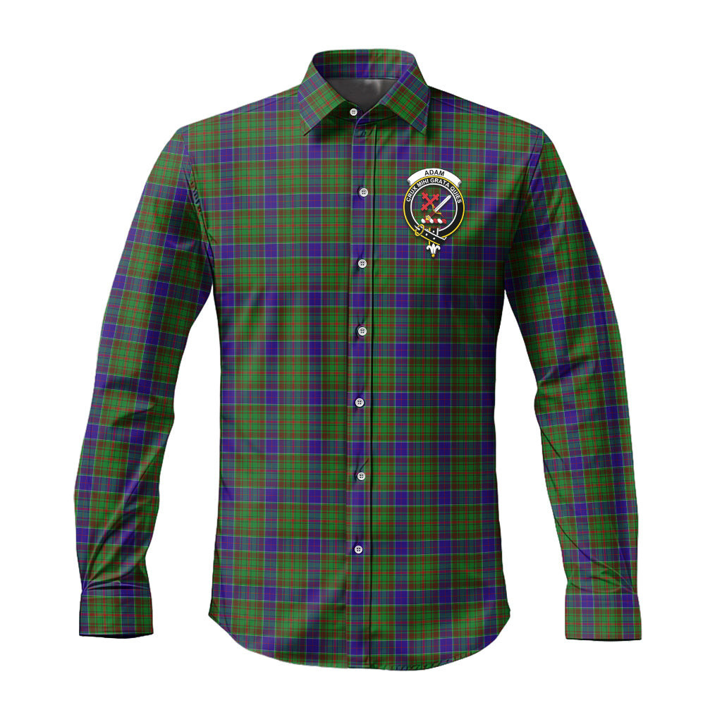 ScotsTee Shop Scottish Adam Clan Crest Tartan Long Sleeve Shirt, Cotton Tartan Plaid Shirt