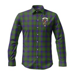 ScotsTee Shop Scottish Adam Clan Crest Tartan Long Sleeve Shirt, Cotton Tartan Plaid Shirt