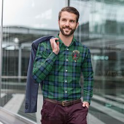 ScotsTee Shop Scottish Armstrong Ancient Clan Crest Tartan Long Sleeve Shirt, Cotton Tartan Plaid Shirt
