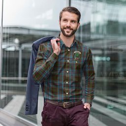 ScotsTee Shop Scottish Anderson Clan Crest Tartan Long Sleeve Shirt, Cotton Tartan Plaid Shirt