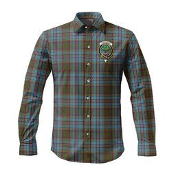 ScotsTee Shop Scottish Anderson Clan Crest Tartan Long Sleeve Shirt, Cotton Tartan Plaid Shirt