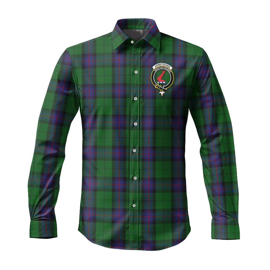 ScotsTee Shop Scottish Armstrong Clan Crest Tartan Long Sleeve Shirt, Cotton Tartan Plaid Shirt