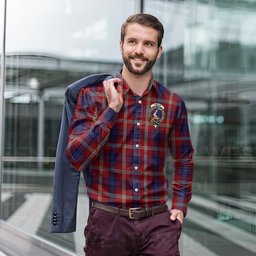 ScotsTee Shop Scottish Ainslie Clan Crest Tartan Long Sleeve Shirt, Cotton Tartan Plaid Shirt