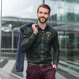 ScotsTee Shop Scottish Buchanan Hunting Clan Crest Tartan Long Sleeve Shirt, Cotton Tartan Plaid Shirt