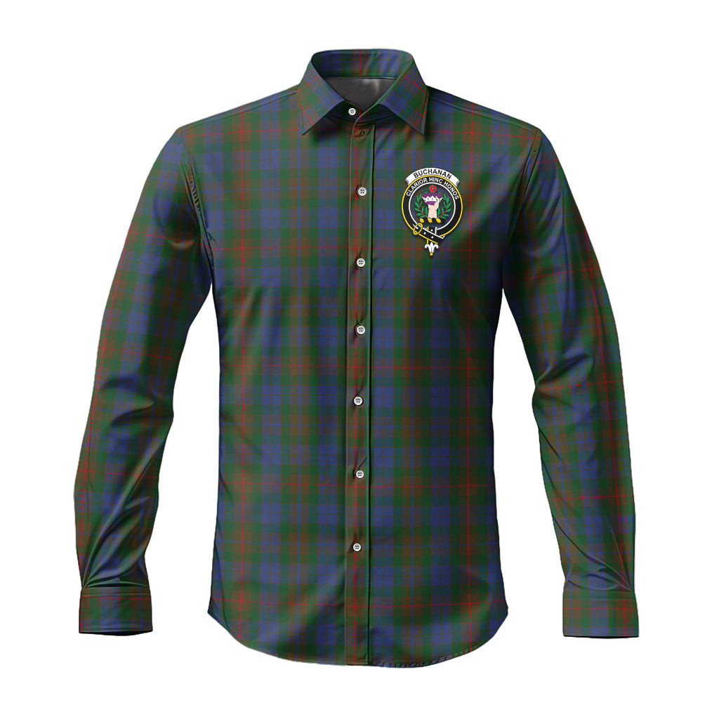 ScotsTee Shop Scottish Buchanan Hunting Clan Crest Tartan Long Sleeve Shirt, Cotton Tartan Plaid Shirt