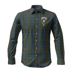 ScotsTee Shop Scottish Buchanan Hunting Clan Crest Tartan Long Sleeve Shirt, Cotton Tartan Plaid Shirt