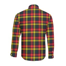 ScotsTee Shop Scottish Buchanan Modern Clan Crest Tartan Long Sleeve Shirt, Cotton Tartan Plaid Shirt