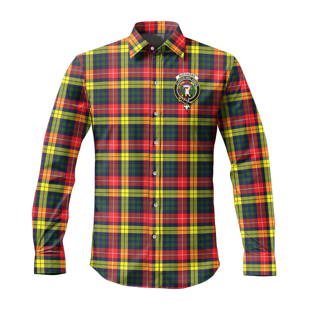 ScotsTee Shop Scottish Buchanan Modern Clan Crest Tartan Long Sleeve Shirt, Cotton Tartan Plaid Shirt