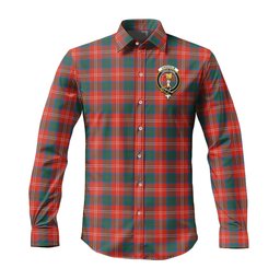 ScotsTee Shop Scottish Chisholm Ancient Clan Crest Tartan Long Sleeve Shirt, Cotton Tartan Plaid Shirt
