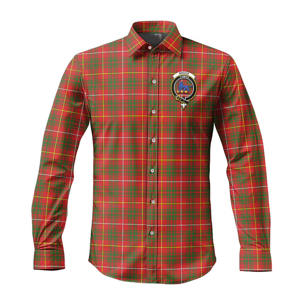 ScotsTee Shop Scottish Bruce Modern Clan Crest Tartan Long Sleeve Shirt, Cotton Tartan Plaid Shirt