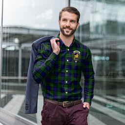 ScotsTee Shop Scottish Campbell Modern Clan Crest Tartan Long Sleeve Shirt, Cotton Tartan Plaid Shirt