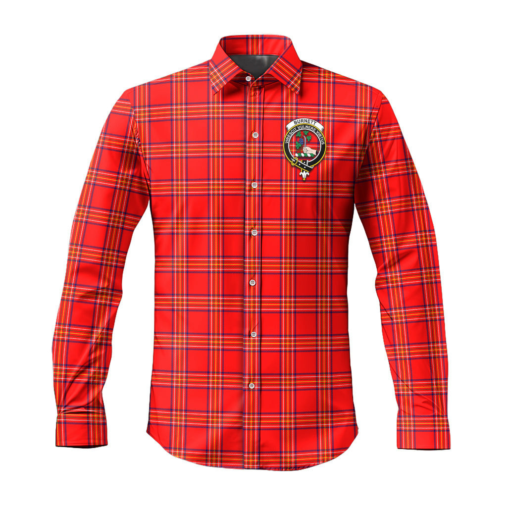 ScotsTee Shop Scottish Burnett Modern Clan Crest Tartan Long Sleeve Shirt, Cotton Tartan Plaid Shirt