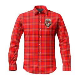 ScotsTee Shop Scottish Burnett Modern Clan Crest Tartan Long Sleeve Shirt, Cotton Tartan Plaid Shirt