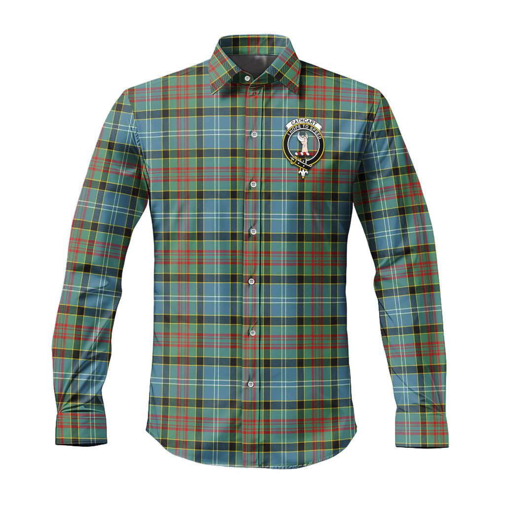 ScotsTee Shop Scottish Cathcart Clan Crest Tartan Long Sleeve Shirt, Cotton Tartan Plaid Shirt