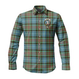 ScotsTee Shop Scottish Cathcart Clan Crest Tartan Long Sleeve Shirt, Cotton Tartan Plaid Shirt