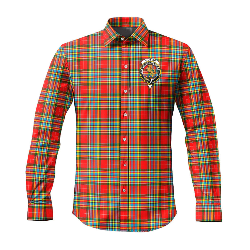 ScotsTee Shop Scottish Chattan Clan Crest Tartan Long Sleeve Shirt, Cotton Tartan Plaid Shirt