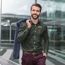 ScotsTee Shop Scottish Bisset Clan Crest Tartan Long Sleeve Shirt, Cotton Tartan Plaid Shirt
