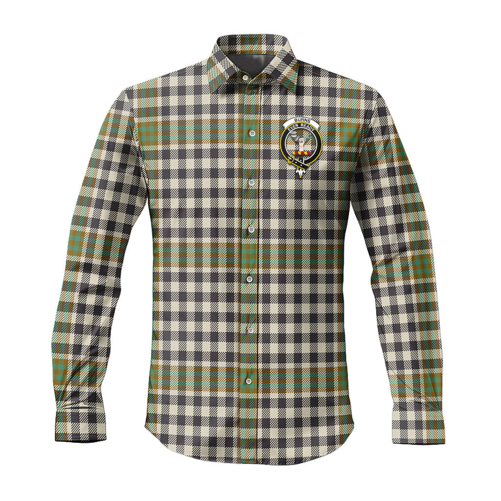 ScotsTee Shop Scottish Burns Check Clan Crest Tartan Long Sleeve Shirt, Cotton Tartan Plaid Shirt