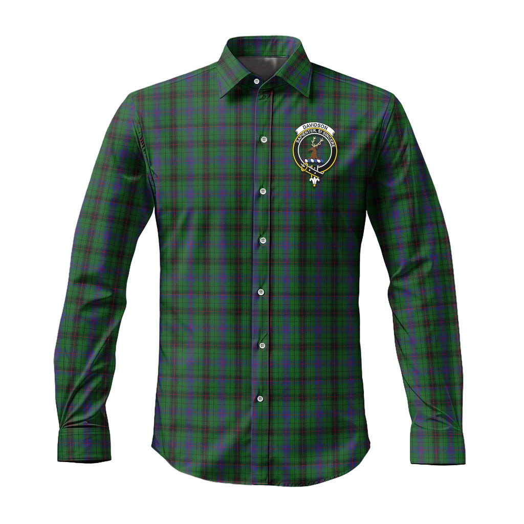 ScotsTee Shop Scottish Davidson Clan Crest Tartan Long Sleeve Shirt, Cotton Tartan Plaid Shirt