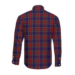 ScotsTee Shop Scottish Clark (Lion) Red Clan Crest Tartan Long Sleeve Shirt, Cotton Tartan Plaid Shirt