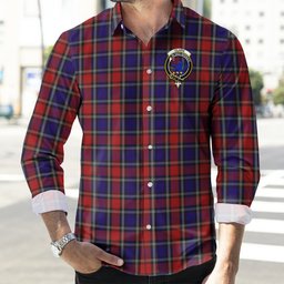 ScotsTee Shop Scottish Clark (Lion) Red Clan Crest Tartan Long Sleeve Shirt, Cotton Tartan Plaid Shirt