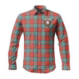 ScotsTee Shop Scottish Dunbar Ancient Clan Crest Tartan Long Sleeve Shirt, Cotton Tartan Plaid Shirt